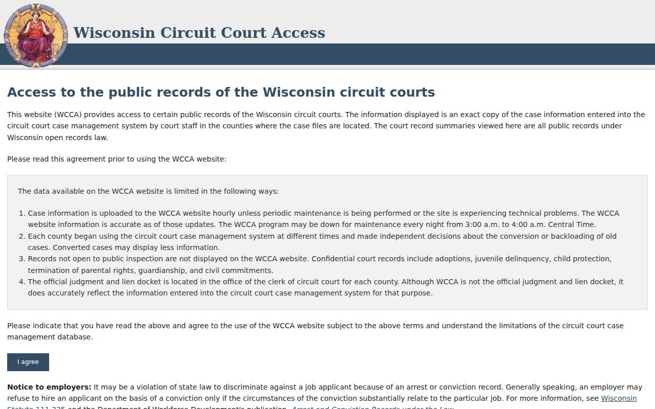 Forest County civil docket WCCA search controls