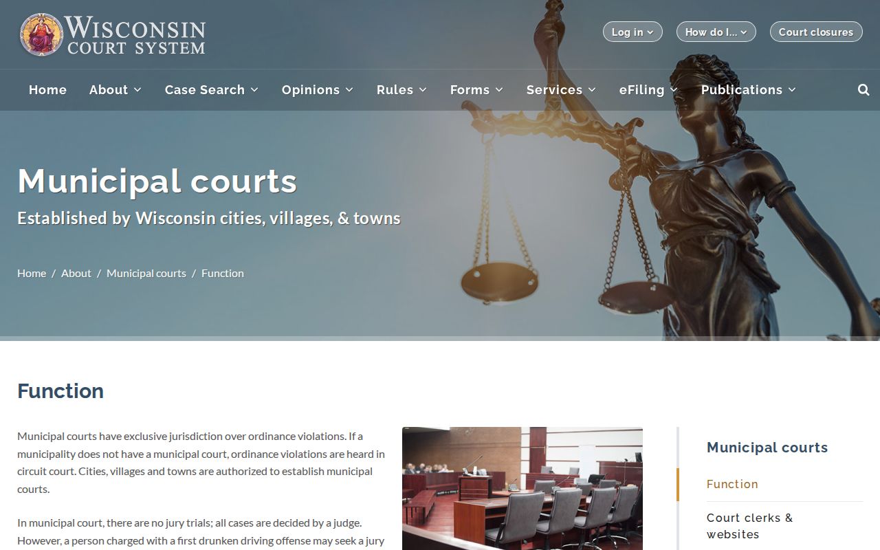 Forest County traffic court records municipal jurisdiction and appeals