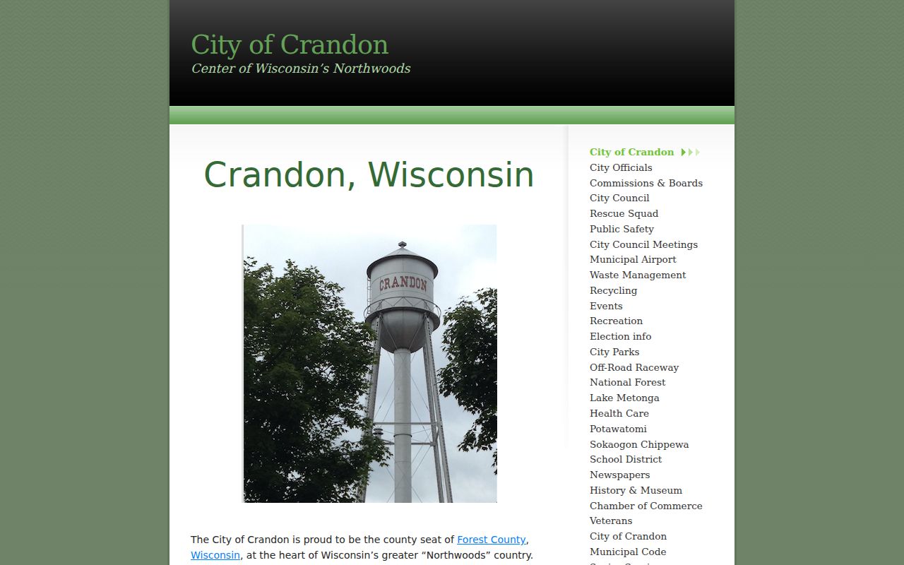 Crandon court docket source from the official city website