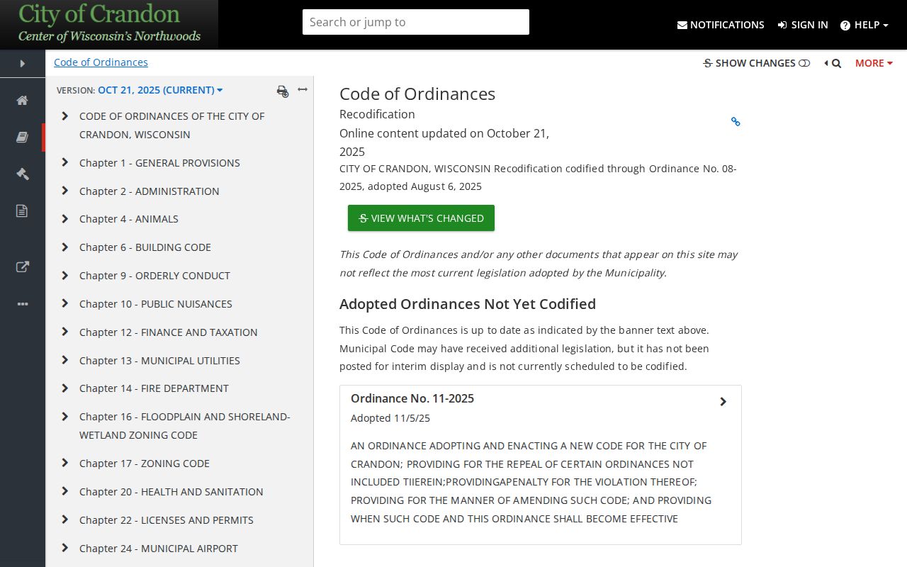 Crandon court docket distinction from the city ordinance code